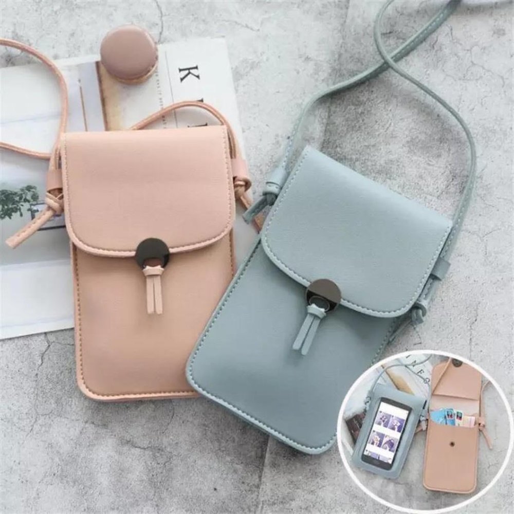 [New] Transparent Touch Screen Retro Simple Mobile Phone Bag  PU Chain